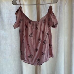 Size small, color pink, floral off the shoulder top from Abercrombie & Fitch.